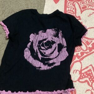 Urban Outfitters Black Tee with Pink Rose Design